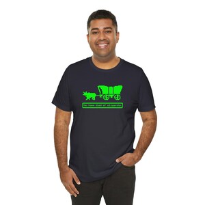 You Have Died of Oligarchy Oregon Trail TShirts Parody TShirts Funny Vintage Game Humorous Anti Trump Elon Musk Dark Grey Tees Green Bull and Wagon Resist