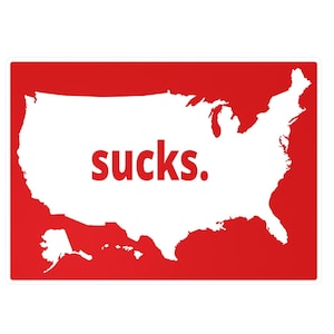 Pegatinas de "América apesta", calcomanías divertidas contra EE. UU., contra Trump, estadounidenses que usan en el extranjero, mapa de "América apesta", calcomanías humorísticas, resistencia