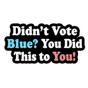 Didn't Vote Blue You Did This To You Funny Stickers Decals Anti Trump Anti MAGA Have Day You Deserve Humorous Resistance