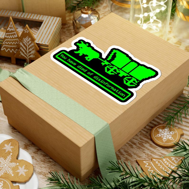 Vous êtes mort de désinformation Oregon Trail Stickers Stickers Parodie Drôle jeu vintage Humoristique Anti Trump Propagande Résistez image 5