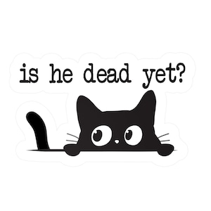 Is He Dead Yet Aufkleber Aufkleber Anti Trump Lustige süße Katzen Anti MAGA Anti Faschismus Hass Donald Trump Humorvolle Aufkleber Widerstand