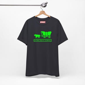 You Have Died of Oligarchy Oregon Trail TShirts Parody TShirts Funny Vintage Game Humorous Anti Trump Elon Musk Dark Grey Tees Green Bull and Wagon Resist