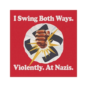 I Swing Both Ways Violently Nazis Car Magnets Funny Punch Nazis Anti Trump Elon MAGA Alt Right White Supremacists Humorous Bumper
