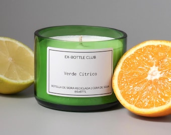 Upcycled Cider Bottle Candle 160 ml | Soy Scent Wax | Green Glass