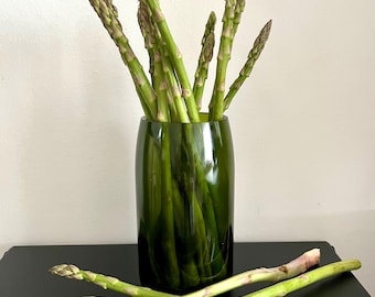 Upcycled Wine Bottle Flower Vase and Candle | Green Glass