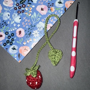 Crochet bookmark strawberry