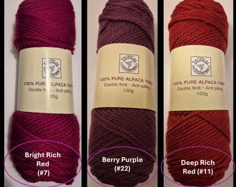 Hilo de alpaca superfino 100% puro, tipo Aran/Worsted, 100 g - Lavable a máquina (Reino Unido)