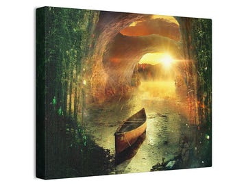 Moonlit Sky Wall Art | Night Landscape Canvas Print | Tranquil Moon and Sky Decor | Gift for Dreamers and Nature Lovers