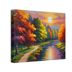 Autumn Gold Wall Art | Fall Nature Landscape Canvas Print | Rustic Cabin Decor | Golden Forest Wall Picture