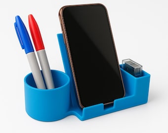 3-in-1 Desk Organizer | Phone Stand, Pen Holder & Storage Tray – 3D Printed