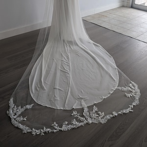 Ivory Lace Cathedral Length Veil with blusher, Bridal Veil, blusher veil, Lace Veil, High Quality Lace Veil, Wedding Veil, blusher,