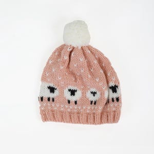 Hand-Knitted Wool Beanie - Cozy and Warm Winter Hat, Sheep-Themed Cozy Winter Hat, Stylish Soft Knit Hat for Children - Winter Fashion