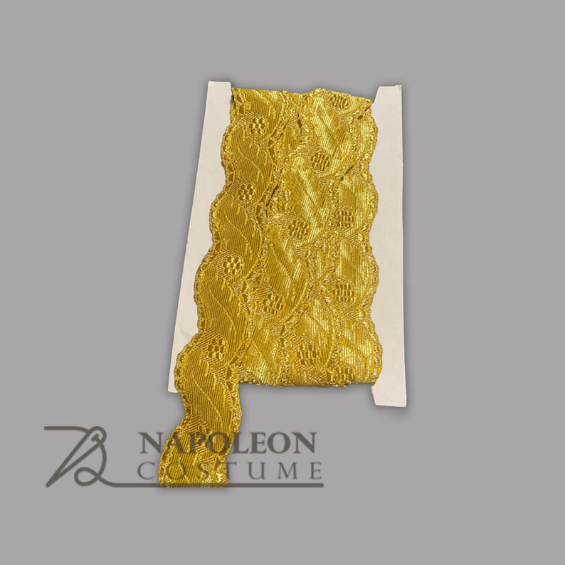 May include: Gold lace trim with a floral pattern. The lace is on a white background and the text "Napoleon Costume" is visible at the bottom of the image.