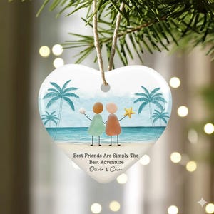 2D Sea Glass Friendship Ornament, Best Friend Ornament, Timeless Friendship Keepsake, Besties Christmas Gift, Best Friend Gifts