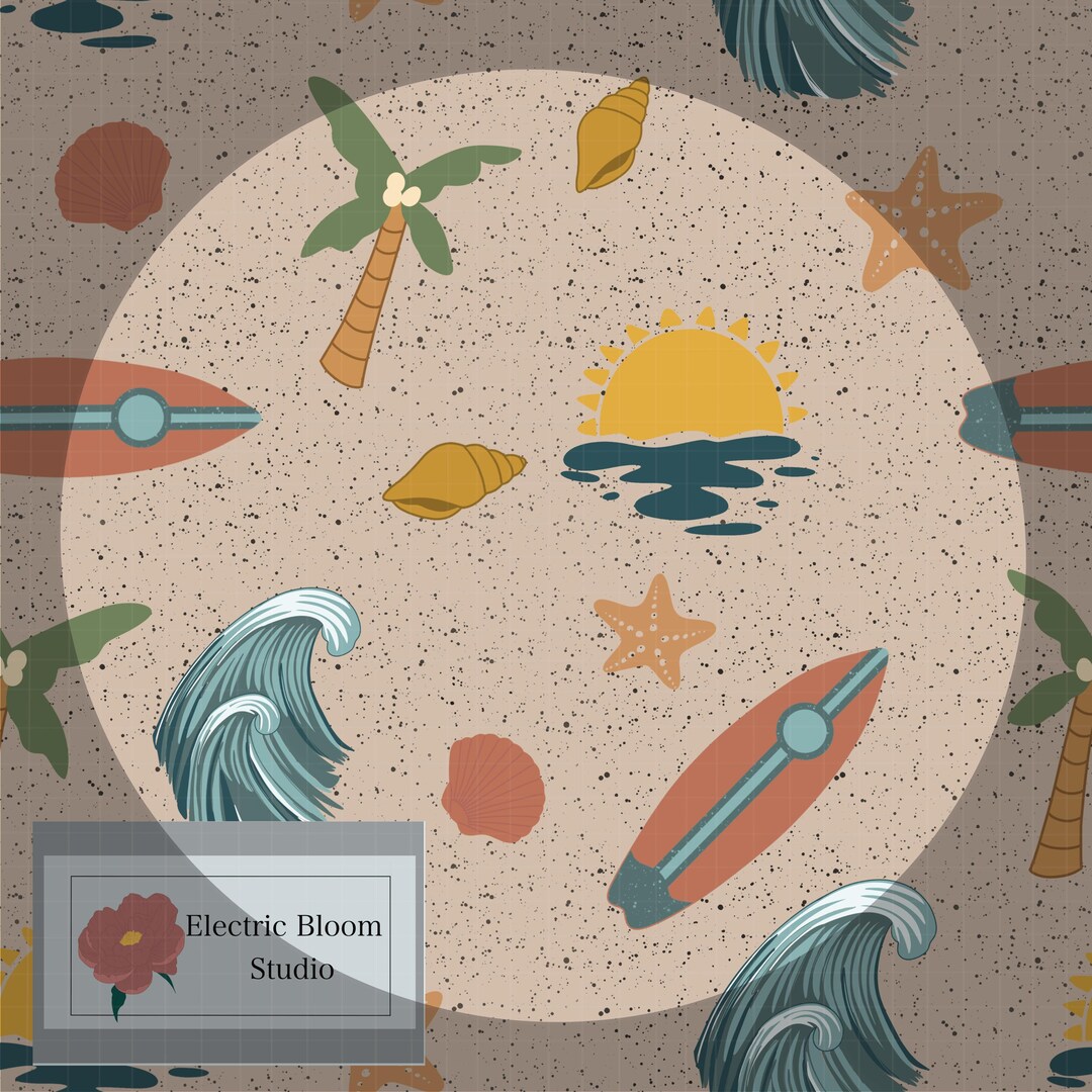 Beach Theme With Beige Background. Seamless Pattern Download. Hand ...