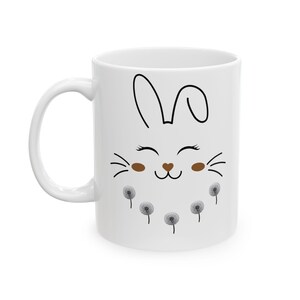 Personalized Cute Bunny Ceramic Mug, Coffee Mug, Easter Gifts, Funny Tea Cup, Home Decor, Gift for Her, custom mug, Bunny coffee cup , mugs