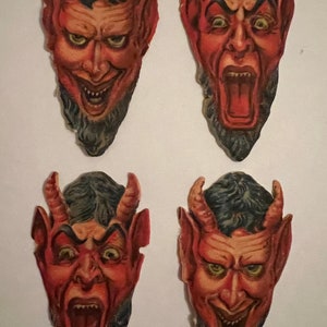 Set of 4 Rare Antique Krampus Paper Scraps