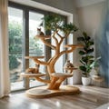 Handmade Wooden Cat Tree Tower – Natural Rustic Cat Furniture for Large Cats, Indoor Climbing Tree, Modern Pet Shelf Decor product logo