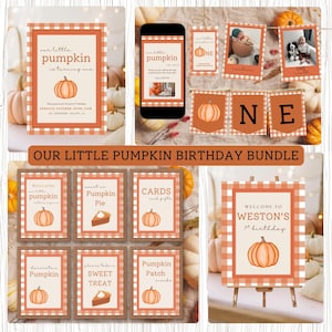Our Little Pumpkin Invitation Bundle, | Little Pumpkin Birthday Party, Fall Birthday Bundle | Pumpkin 1st Birthday Bundle | Birthday Decor