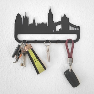 London Skyline Schlüsselbrett | Stylische Schlüsselaufbewahrung & moderne Wanddeko mit deiner Lieblingsstadt | Originelles Souvenir