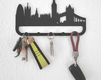 London Skyline Key Rack | Stylish key storage & modern wall decoration with your favorite city | Original souvenir