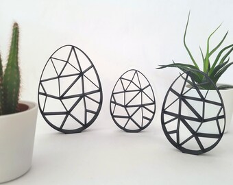 Easter Egg Line Art in Polygon Style | 3 pieces | Modern decoration with a delicate design for home, office, and shop windows | Ideal for Easter