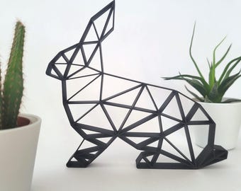 Rabbit line art in polygon style | Modern decoration with a delicate design for home, office, and shop windows | Ideal for Easter