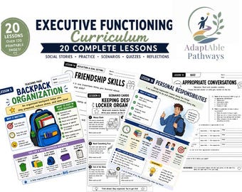 Executive Function Curriculum | 20 Lesson Life Skills Curriculum | Special Education Teacher Resources | Executive Function Skills