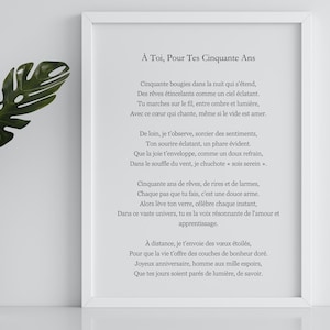 50th Birthday, Anniversaire 50 ans, Anniversary Poem, Meaningful gift, 50 anos, Unique gift, Love letter, Personalized Poem Heartfelt poetry