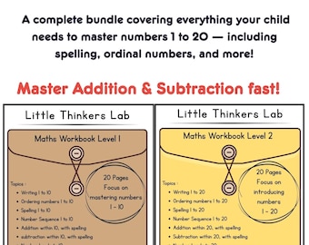 Math Workbook Bundle: Kindergarten-First Grade, Numbers 1-20 (Digital Download)