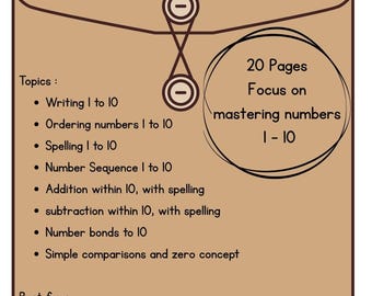 Numbers 1-10 Math Workbook Bundle: Kindergarten Homeschool Printable (PDF)
