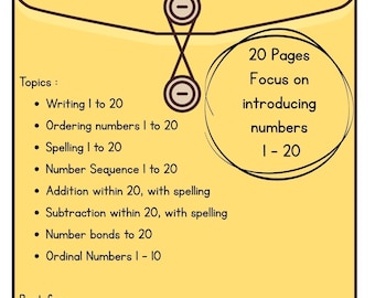 Maths Practice Workbook: Numbers 11-20, Kindergarten-First Grade Addition (Printable PDF, Digital Download)
