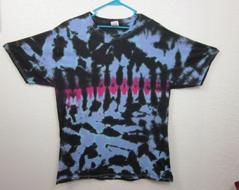 Tie Dye Unisex Size Large Black and Blue Horizontal Stripe