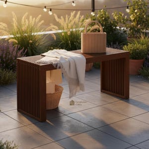 Banco rústico de madera para entrada / Asientos de patio de madera maciza / Banco de comedor de estilo rústico / Banco para interior y exterior / Acabado en bambú o acacia