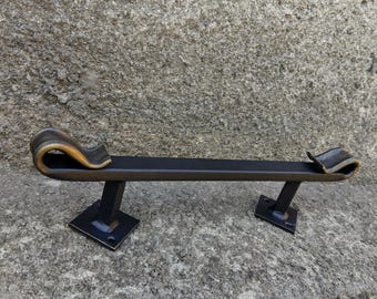 Tirador de hierro forjado hecho a mano: pátina dorada romana, metal rústico de 30 cm