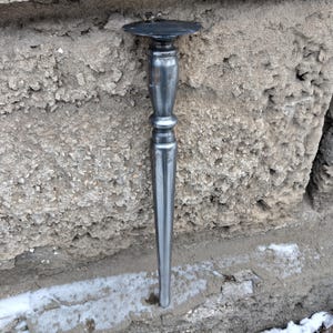 Modern Tapered Steel Table Leg with Round Mounting Plate for DIY Industrial Furniture Projects