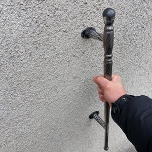 Large Hand Forged Steel Door Handle | Rustic Industrial Tapered Pull Bar (21.3")