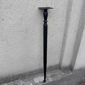 Tapered Black Metal Table Leg: 34.5&quot; Powder Coated Steel Dining Table Base