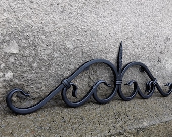 Handmade Wrought Iron Wall Decor with Mounting Plates – Black Metal Wall Ornament