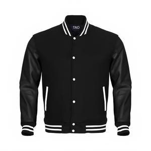 Personalized Black Varsity Jacket: Faux Leather Sleeves, Custom Letterman