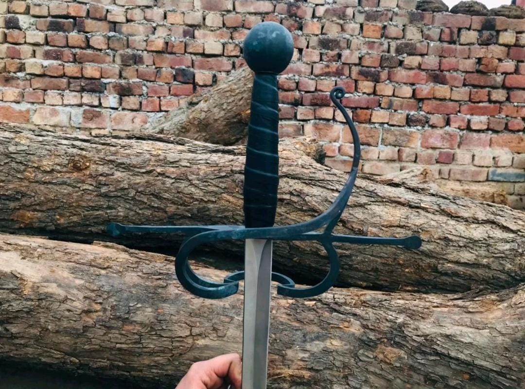Standed Raier Custom Handmade Carbon Steel Medieval Standard Rapier Sword With ...