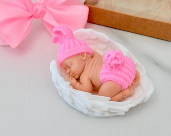 Angel Baby Favor: Sleeping Baby in Wings, Baptism Gift