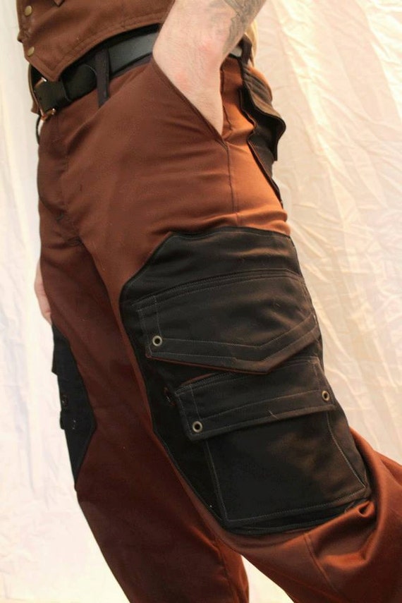 Handmade Cargo Pant in a brown/Black color scheme with | Etsy