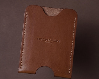 Cartera minimalista de piel para tarjetas / Piel de primera calidad de Italia / Whisky