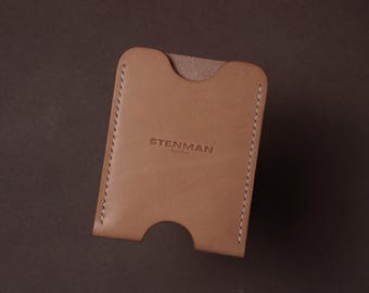 Cartera minimalista de piel para tarjetas / Piel de primera calidad de Italia / Natural