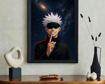 Gojo Satoru Anime Poster: Galaxy Warrior Manga Art (Digital Download)