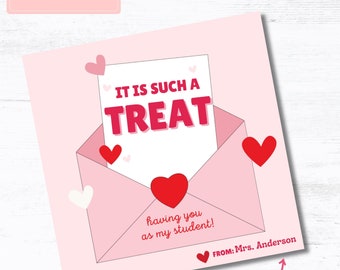 PRINTED It's Such a Treat Having You as my Student! | Teacher Valentine's Cards | Personalized Valentine's Cards