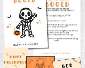 You've been Booed Printable | You've been Booed Kit | Cute Skeleton Booed Kit | Neighborhood Tradition | Halloween Boo Kit | Booed Sign