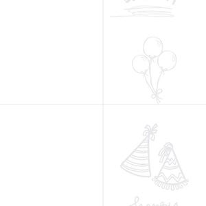 Party hats and balloons doodles birthday card template