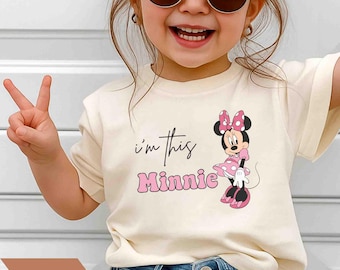 Koszulka z Myszką Minnie w stylu retro, koszulka dla malucha z Myszką Minnie, koszulka urodzinowa dla niemowląt, koszulka dla dziewczynek z Myszką Minnie, koszulka z Myszką Minnie w stylu Disney dla mamy i dziecka.
